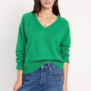 Old Navy Vibrant Green V-Neck Sweater